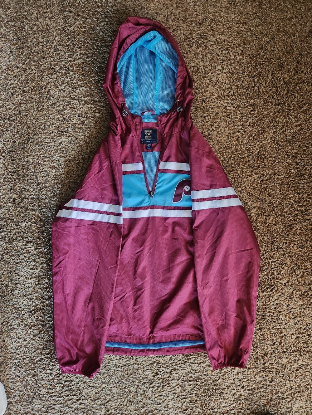 Men's XL Phillies Windbreaker Cooperstown Collection Throwback Colors
